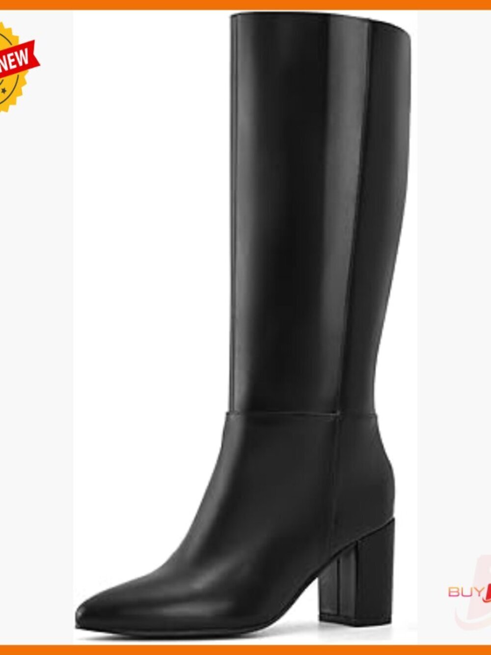 Knee High Boots Chunky Heel Pointed Toe Wide Calf Faux Suede